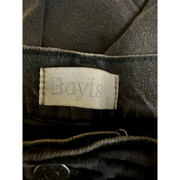 Boyish “Mikey” High-Rise Wide-Leg Jeans • Raw Hem Black Wash • Size 26 - Picture 8 of 13